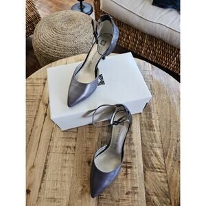 Ann Klein Women's Ankle Strap Dark Gray Pointed Pumps Stiletto Heels Sandals 7M